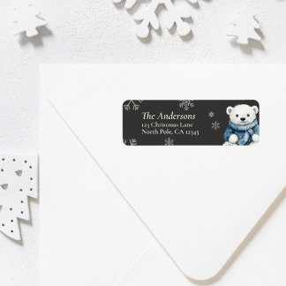 Étiquettes de retour de Noël de l'ours personnalis