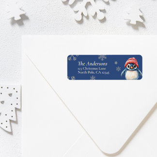 Étiquettes de retour de Noël de pingouins personna