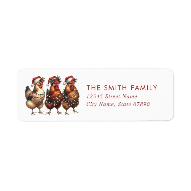 Étiquettes de retour de poulets de Noël (Devant)