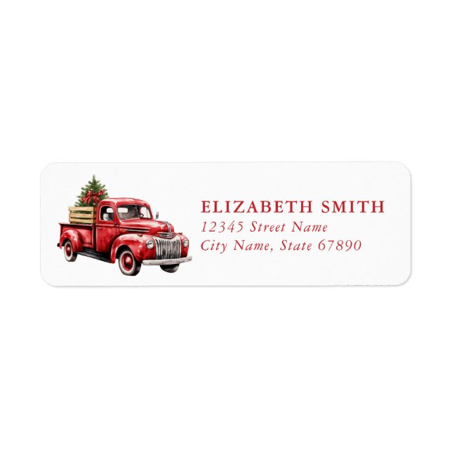 Étiquettes de retour du camion rouge de Noël (Devant)
