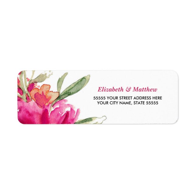 Étiquettes de retour du Mariage floral Fuchsia (Devant)