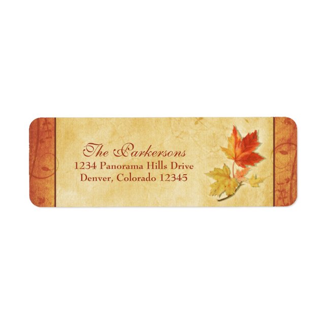 Étiquettes de retour Mariage de automne Feuille de (Devant)