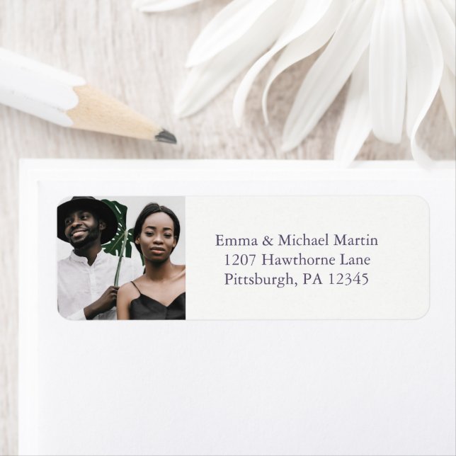 Étiquettes de retour simple Mariage photo (En situation)