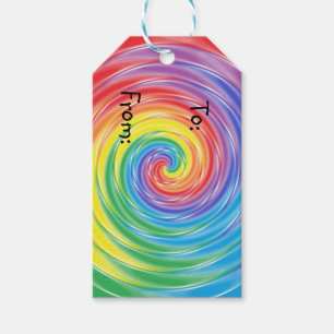 Étiquettes de rotation de cadeau d'arc-en-ciel