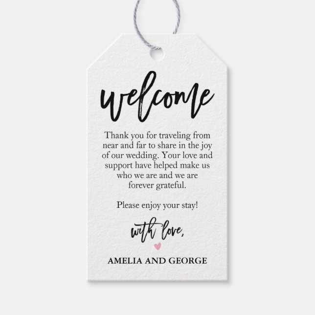 Étiquettes de sacs de bienvenue de mariage brossée (Devant)
