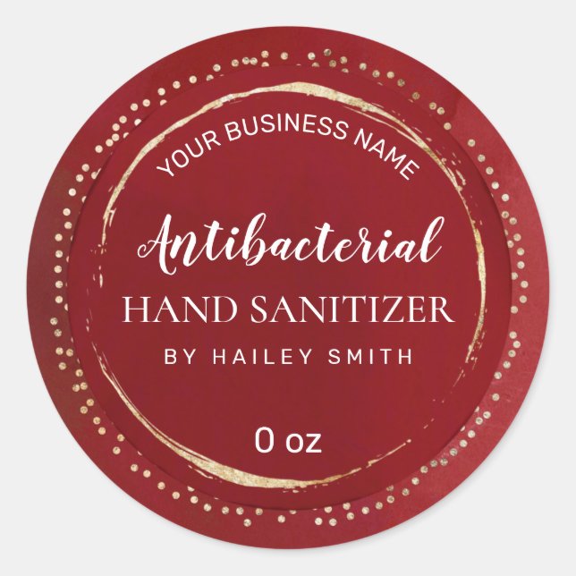 Étiquettes De Sanitizer À Main Rouge Et Or Fram De (Devant)