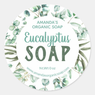 Étiquettes de savon infusés d'eucalyptus bleu vert