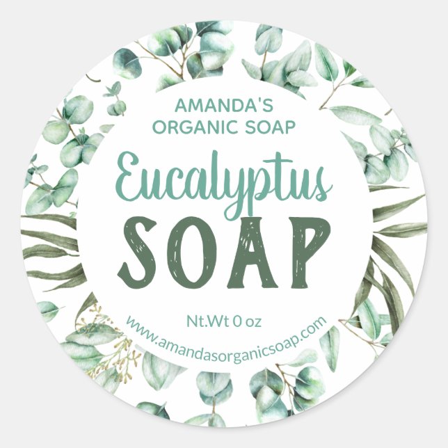 Étiquettes de savon infusés d'eucalyptus bleu vert (Devant)