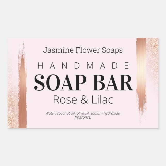 Étiquettes De Savon rose Or Et Rose Fait À La Main (Devant)