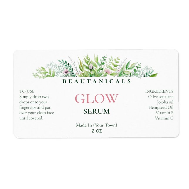 Étiquettes de sérum blanc verdoyant (Devant)