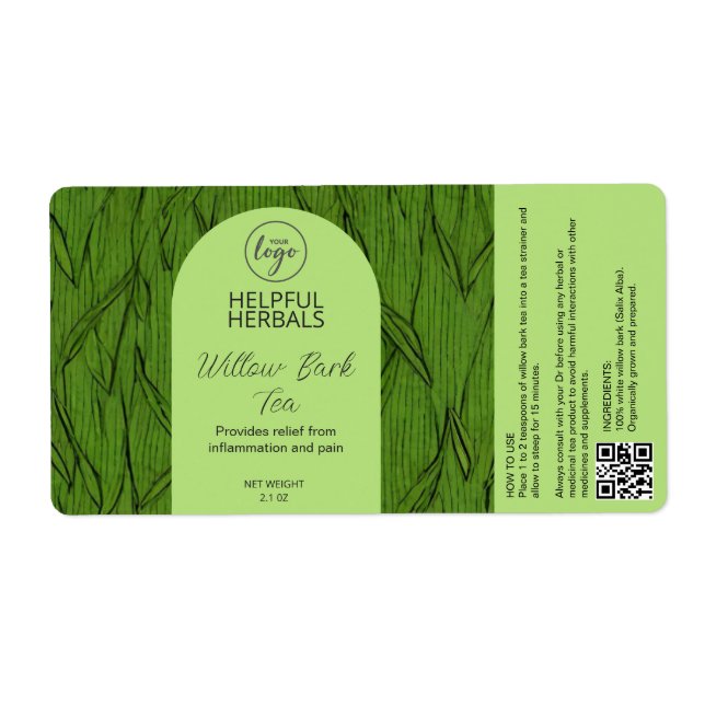 Étiquettes de thé médicinal vert (Devant)