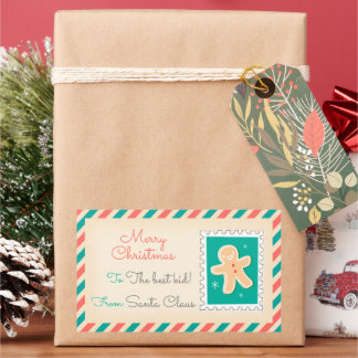 Étiquettes de timbres de Noël rétro - Cookie