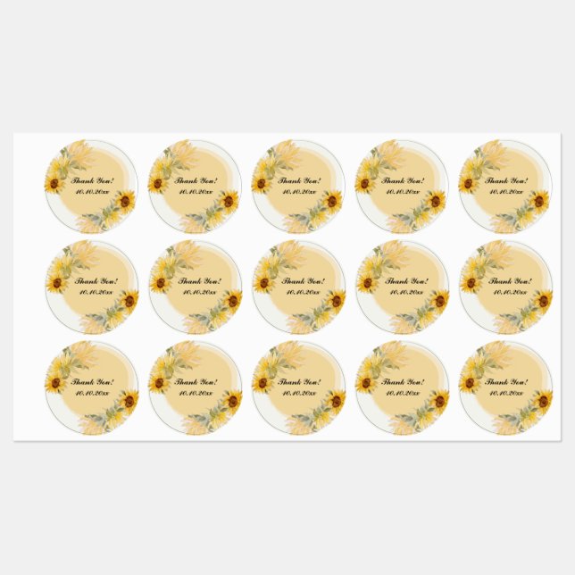 Étiquettes de tournesol Merci (Feuille)