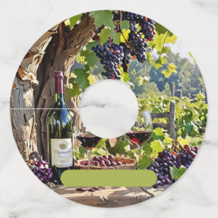 Étiquettes de verre à vin avec impression de vigno
