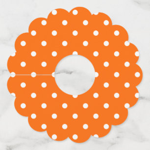 Étiquettes de verre de vin en papier Pois orange