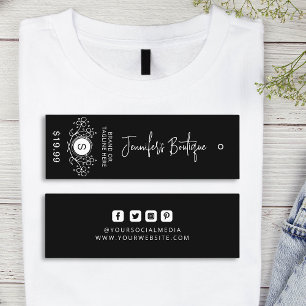 Étiquettes de vêtements Petite entreprise Noir Pri