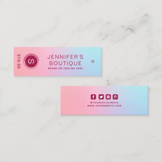 Étiquettes de vêtements Petite entreprise rose ble (Devant / Derrière)