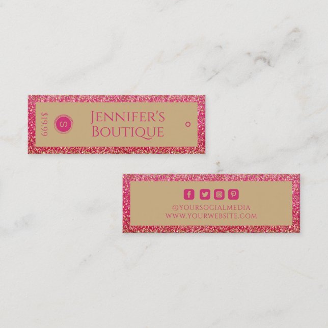 Étiquettes de vêtements Petite entreprise Rose Par (Devant / Derrière)