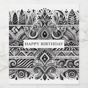 étiquettes de vin d'anniversaire à motif noir et b