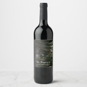 Étiquettes de vin de mariage en bois de forêt rust