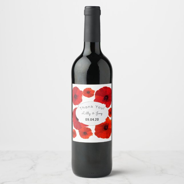 Étiquettes de vin de mariage personnalisés Red Pop (Devant)