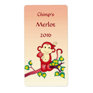 Étiquettes de vin de singe rouge