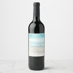 Étiquettes de vin élégantes d'été Étoile de mer bl