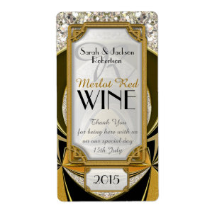 Étiquettes de vin Gold Black Art Déco