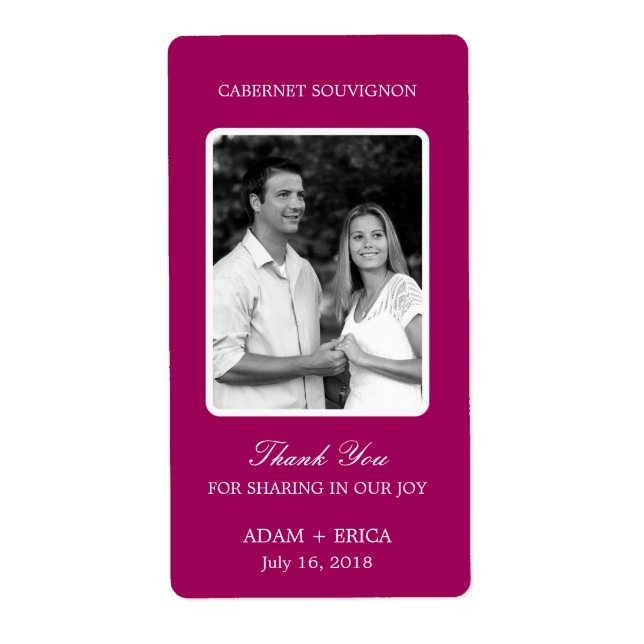 Étiquettes de vin Mariage simple cadre (Devant)