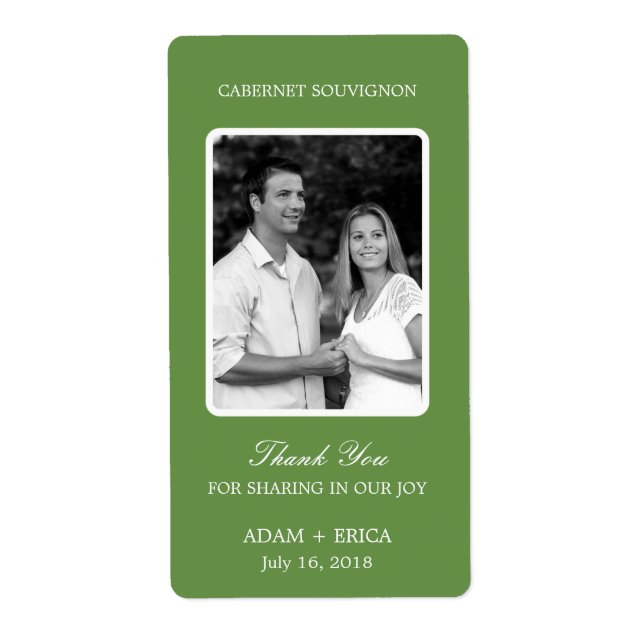 Étiquettes de vin Mariage simple cadre (Devant)