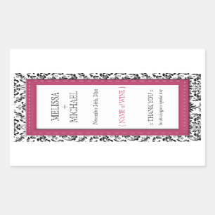 Étiquettes de vin Mariage vertical rose pointu
