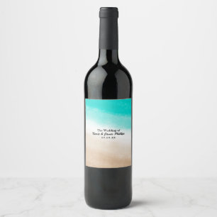 Étiquettes de vin personnalisées plage sarcelle et