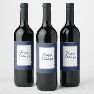 Étiquettes de vin pour les fêtes de neige bleu de
