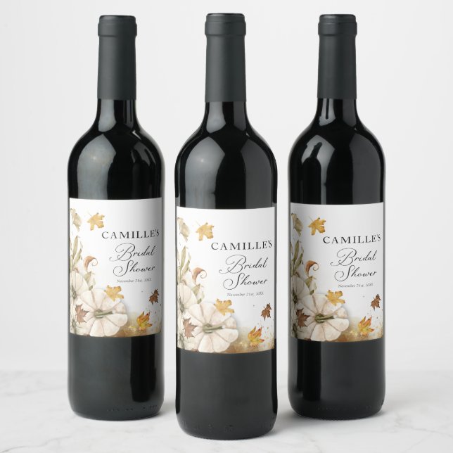 Étiquettes de vin pour mariage élégant de citrouil (Bouteilles)