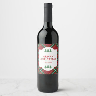 Étiquettes de vin pour sapin de Noël à carreaux ro