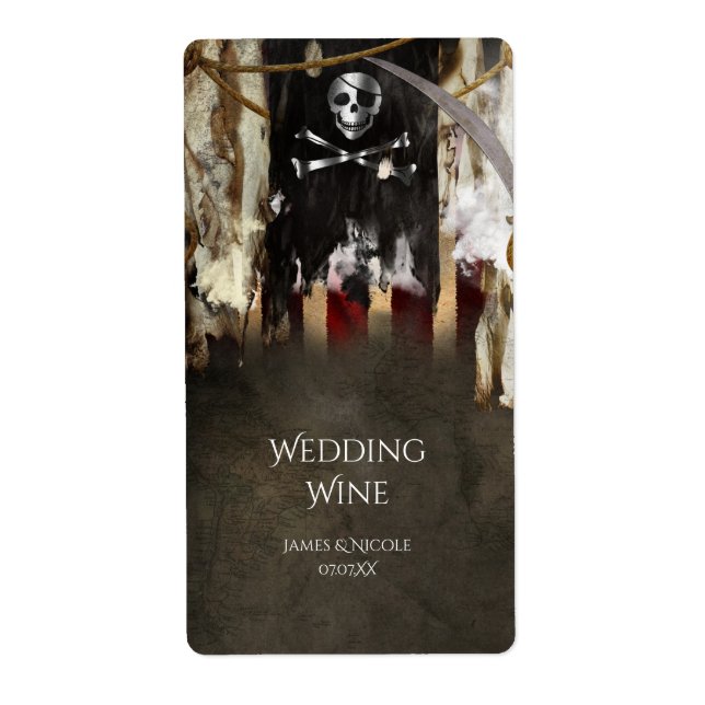 Étiquettes de vin pour soirée à thème pirate (Devant)