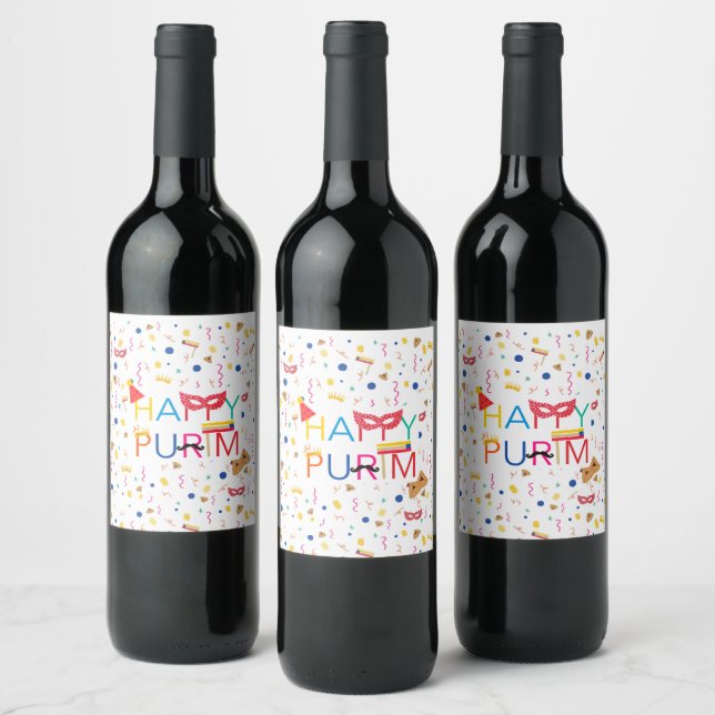 étiquettes de vin purim heureux (Bouteilles)