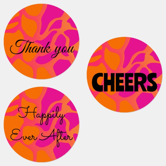 Étiquettes Dégradé orange et rose chaud 15 sets (Groupe)