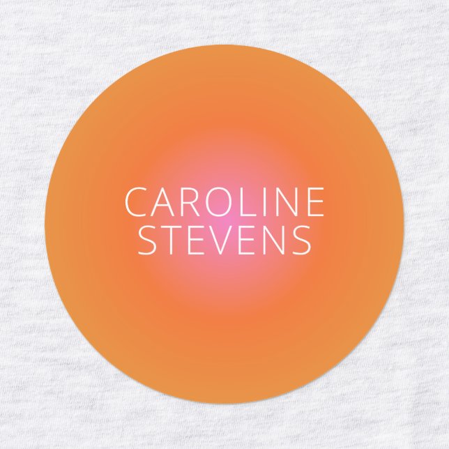 Étiquettes Dégradé rose orange rétro | Nom personnalisé (Design 1)