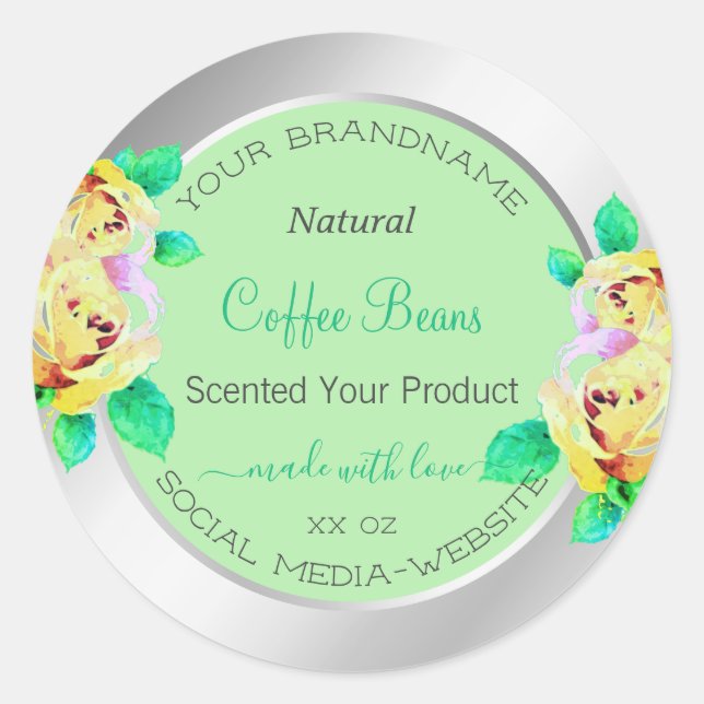 Étiquettes d'emballage des produits verts floral S (Devant)