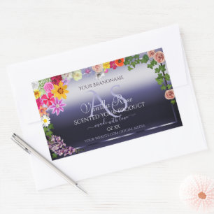 Étiquettes d'emballage Floral Blue avec Monogramme