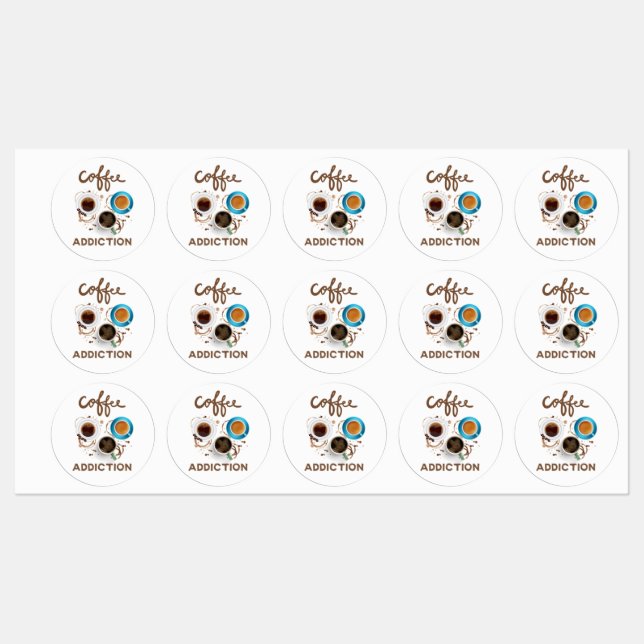 Étiquettes dépendance au café (Feuille)