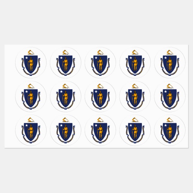 Étiquettes Design du drapeau d'État du Massachusetts (Feuille)