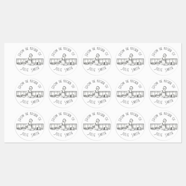 Étiquettes Dessin Vintage du livre de cuisine "From the Kitch (Feuille)