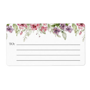 Étiquettes d'expédition florale rose et violet