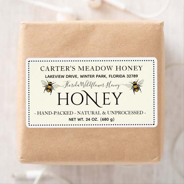 Étiquettes d'expédition sur mesure de miel moderne (En situation)