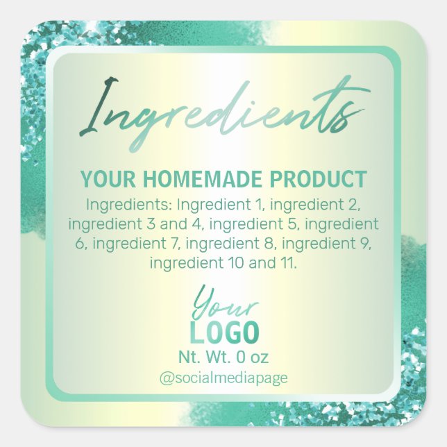 Étiquettes d'ingrédients de Parties scintillant Tu (Devant)