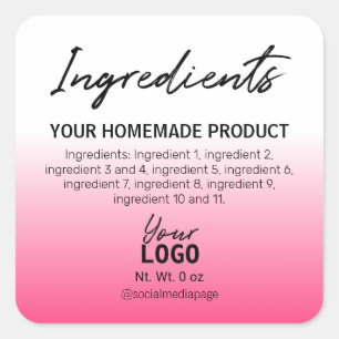 Étiquettes d'ingrédients simples en blanc rose