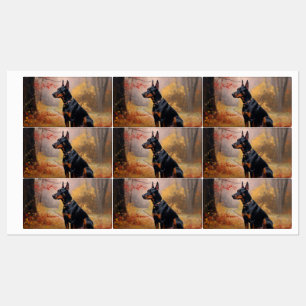 Étiquettes Doberman en automne Feuilles automne Inspire