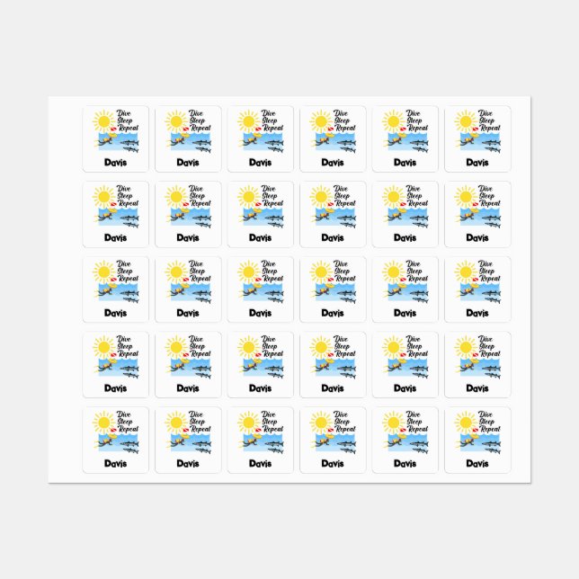 Étiquettes Dormir de plongée Conception répétée - Vêtements p (Feuille)